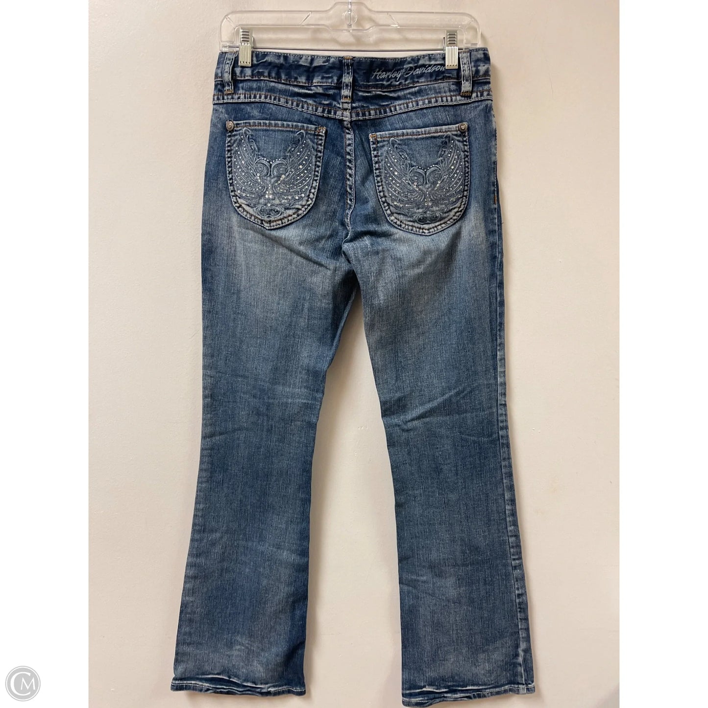 Jeans Boot Cut By Harley Davidson In Blue Denim, Size: 4