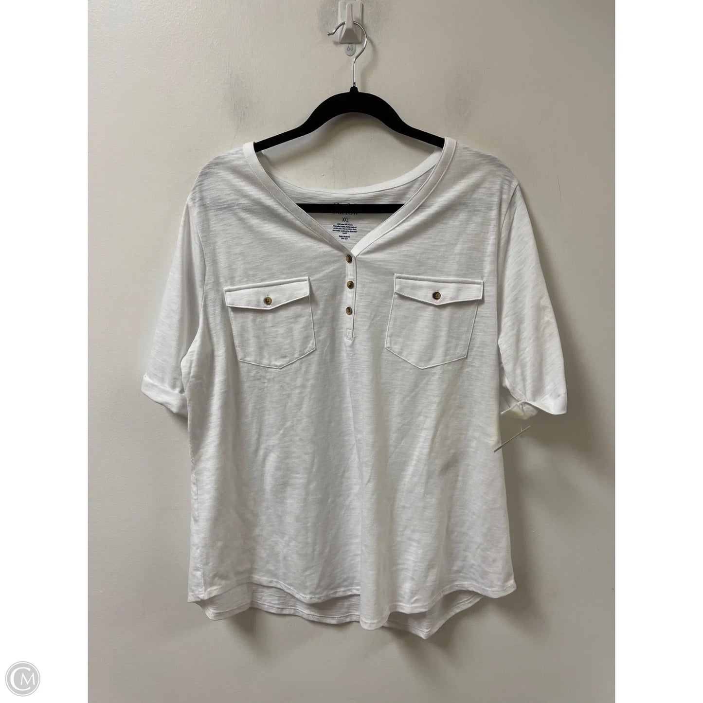 Top Short Sleeve By Croft And Barrow In White, Size: 1x