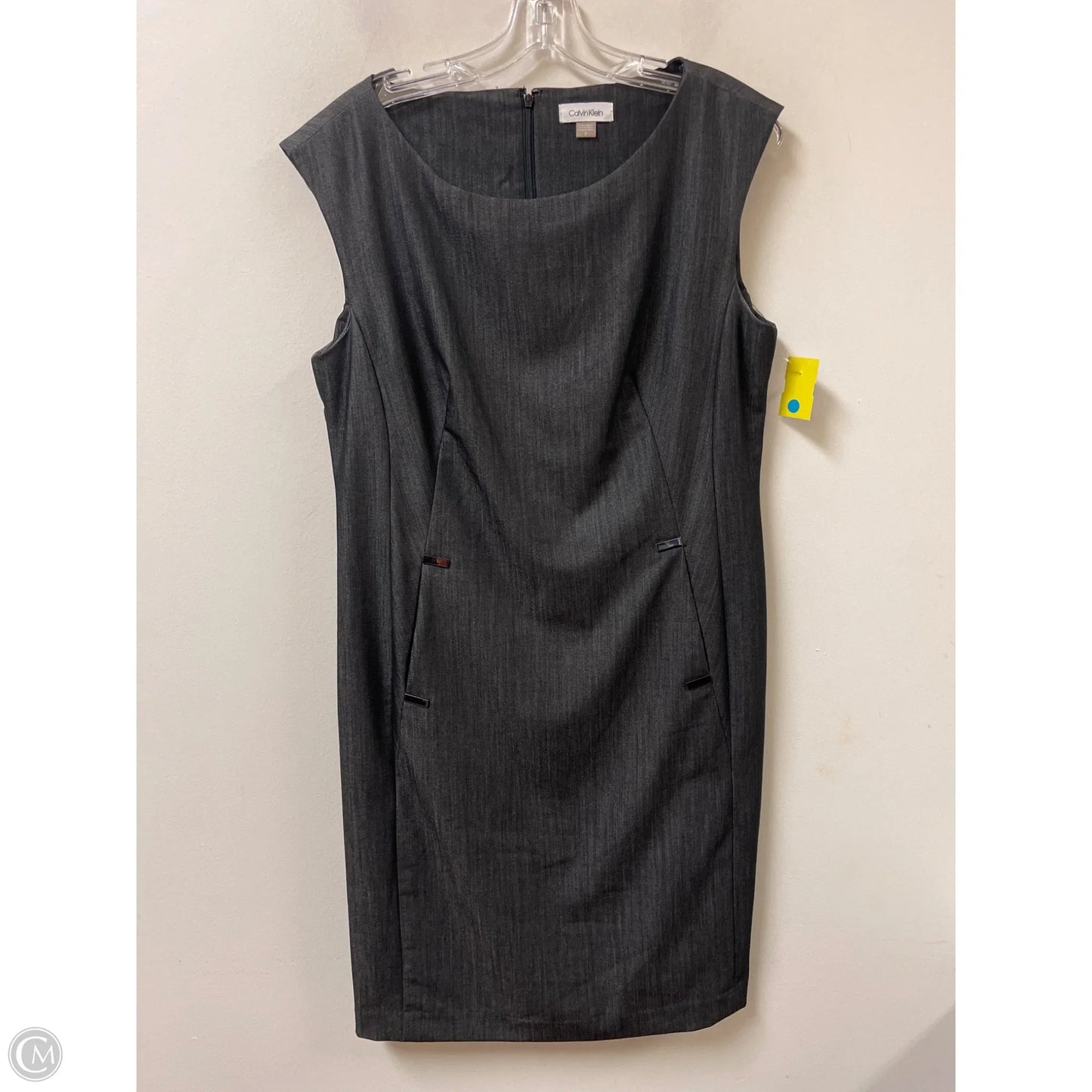 Dress Casual Midi By Calvin Klein In Grey, Size: L