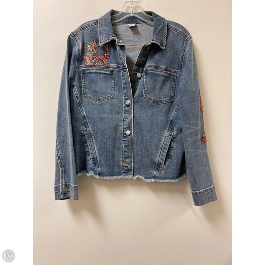 Jacket Denim By Chicos In Blue Denim, Size: L
