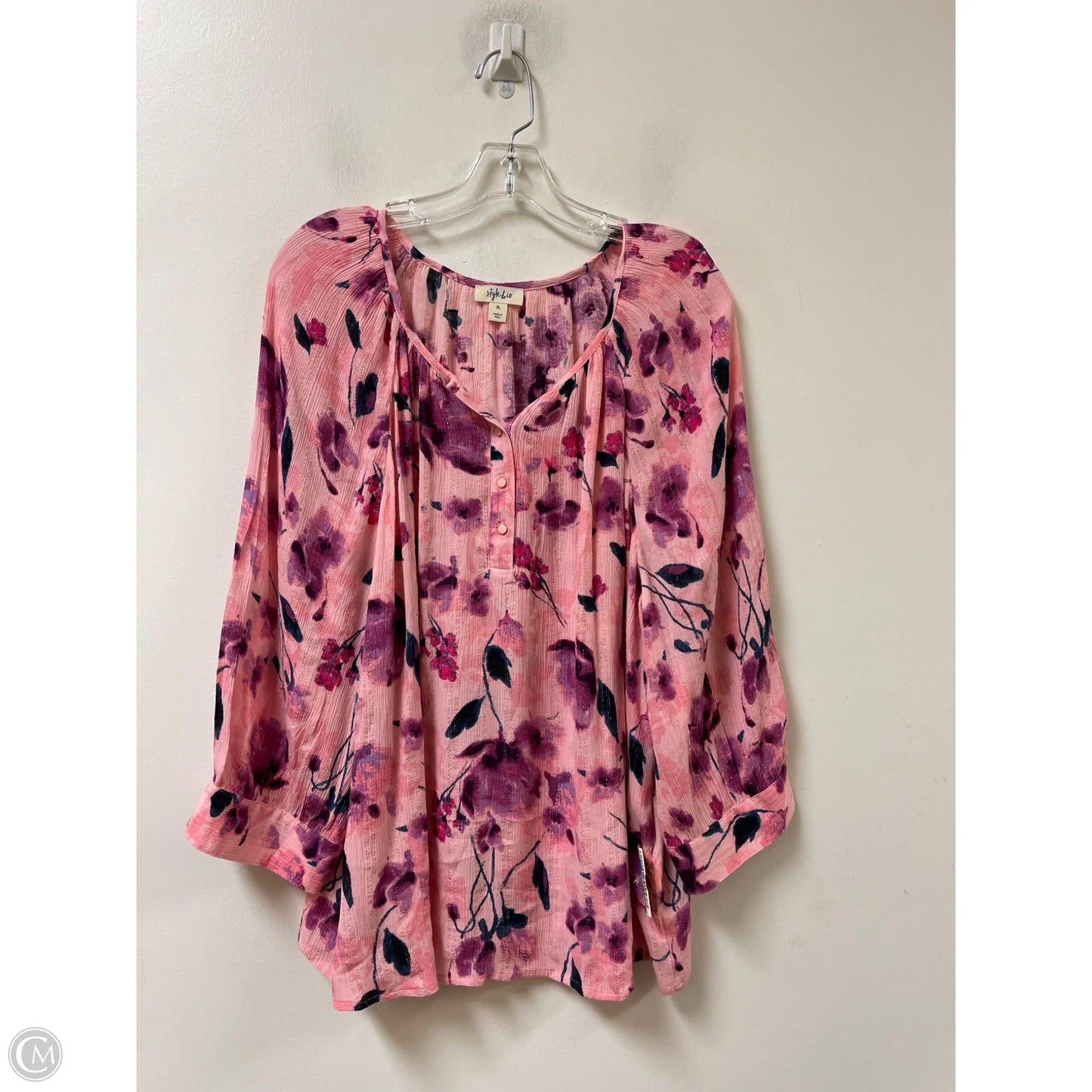 Top Long Sleeve By Style And Company In Pink, Size: Xl