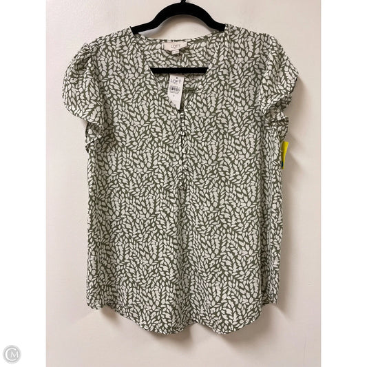 Top Short Sleeve By Loft In Green & White, Size: S