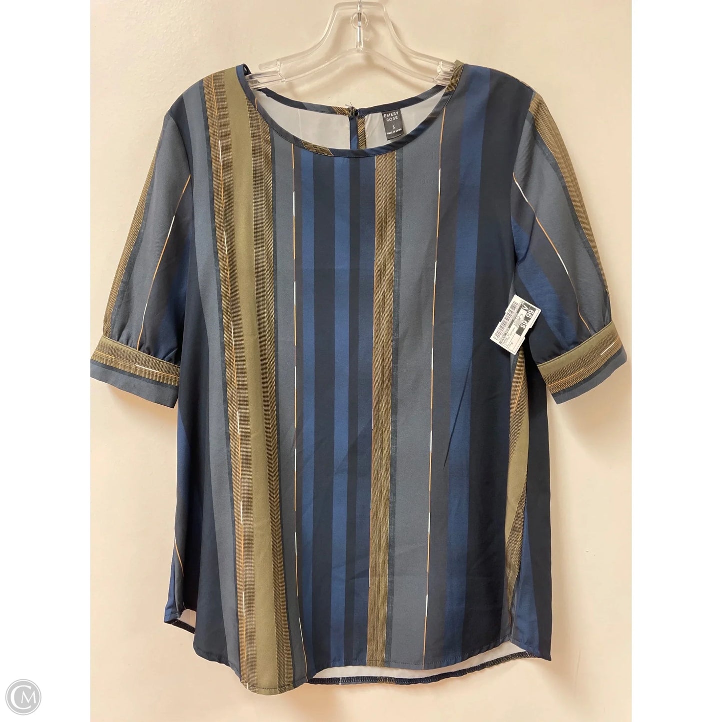 Tunic Short Sleeve By Emery Rose In Striped Pattern, Size: S
