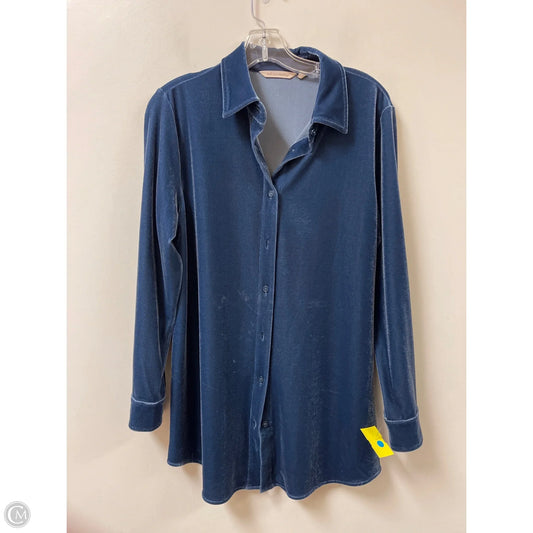 Blouse Long Sleeve By Soft Surroundings In Blue & Brown, Size: S