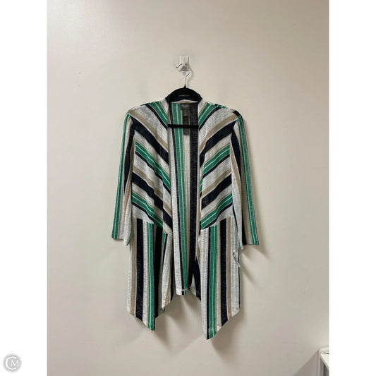 Sweater Cardigan By Chicos In Striped Pattern, Size: M