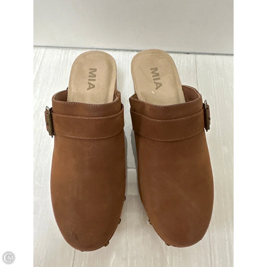 Shoes Heels Wedge By Mia In Brown, Size: 8.5