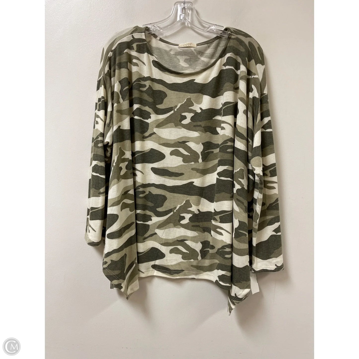 Top Long Sleeve By Oddi In Camouflage Print, Size: M