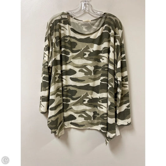 Top Long Sleeve By Oddi In Camouflage Print, Size: M