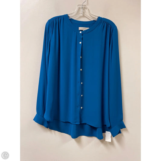 Blouse Long Sleeve By Loft In Blue, Size: M