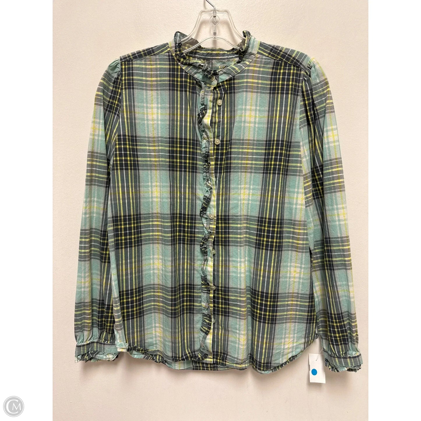 Blouse Long Sleeve By Loft In Plaid Pattern, Size: M
