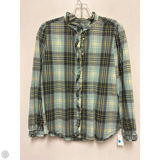 Blouse Long Sleeve By Loft In Plaid Pattern, Size: M