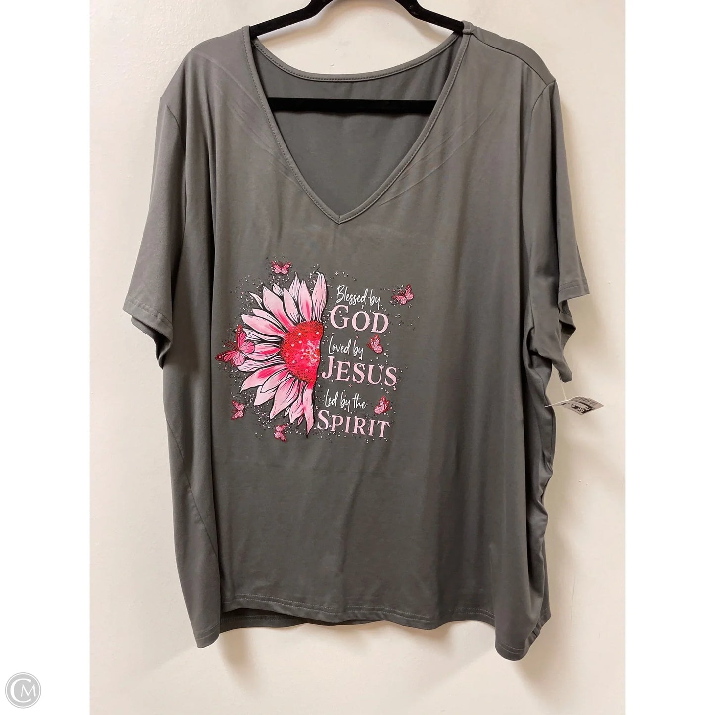Top Short Sleeve By Clothes Mentor In Grey, Size: 4x