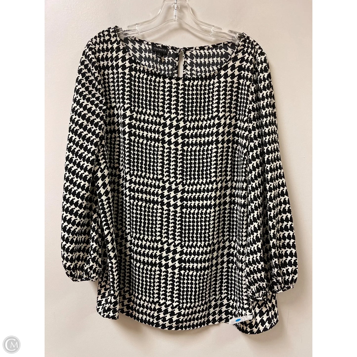 Top Long Sleeve By Talbots In Black & White, Size: L