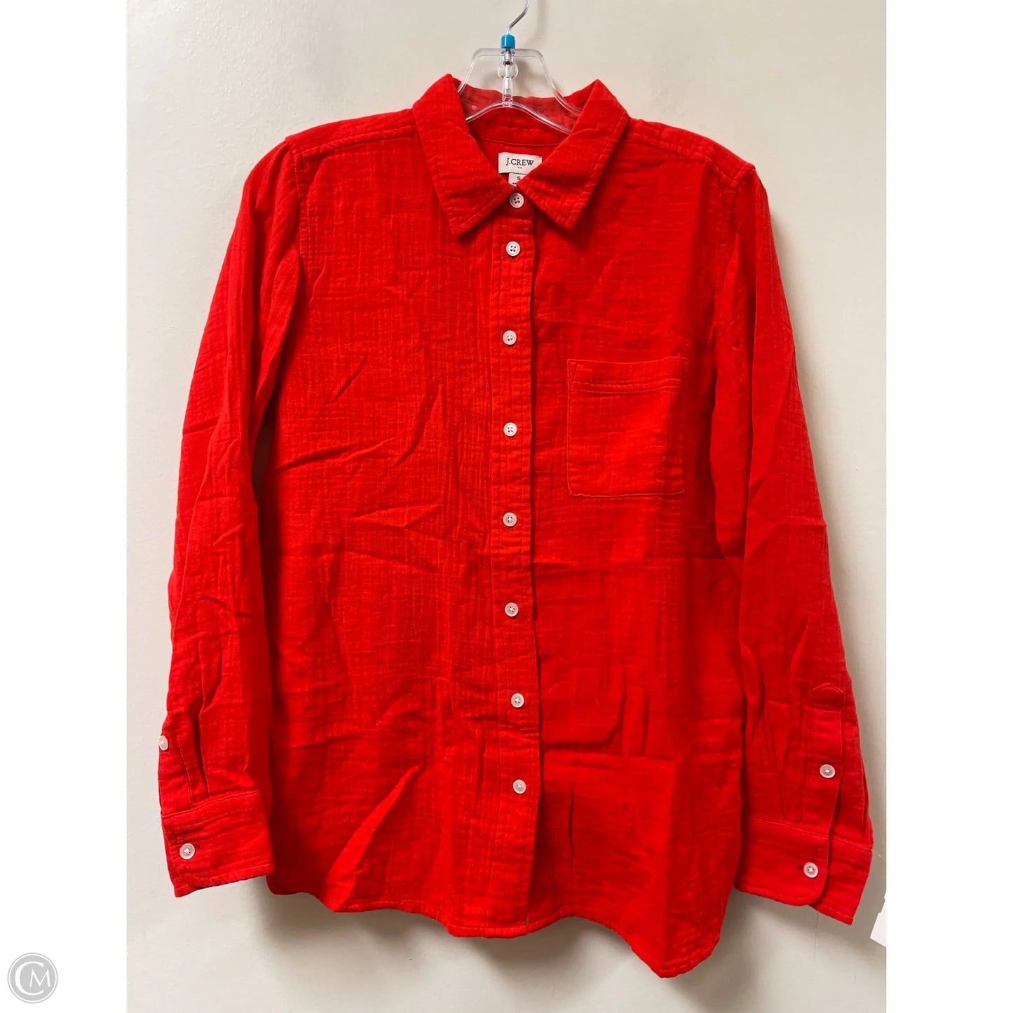 Blouse Long Sleeve By J. Crew In Red, Size: S