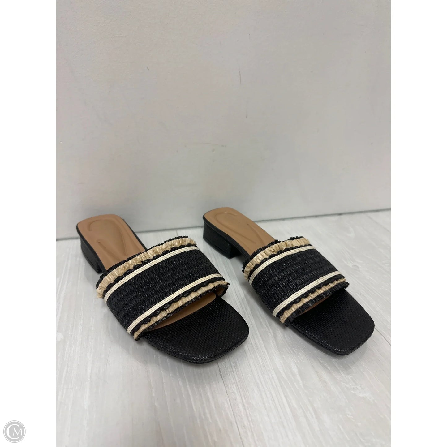 Sandals Heels Block By Easy Spirit In Black & Cream, Size: 9.5