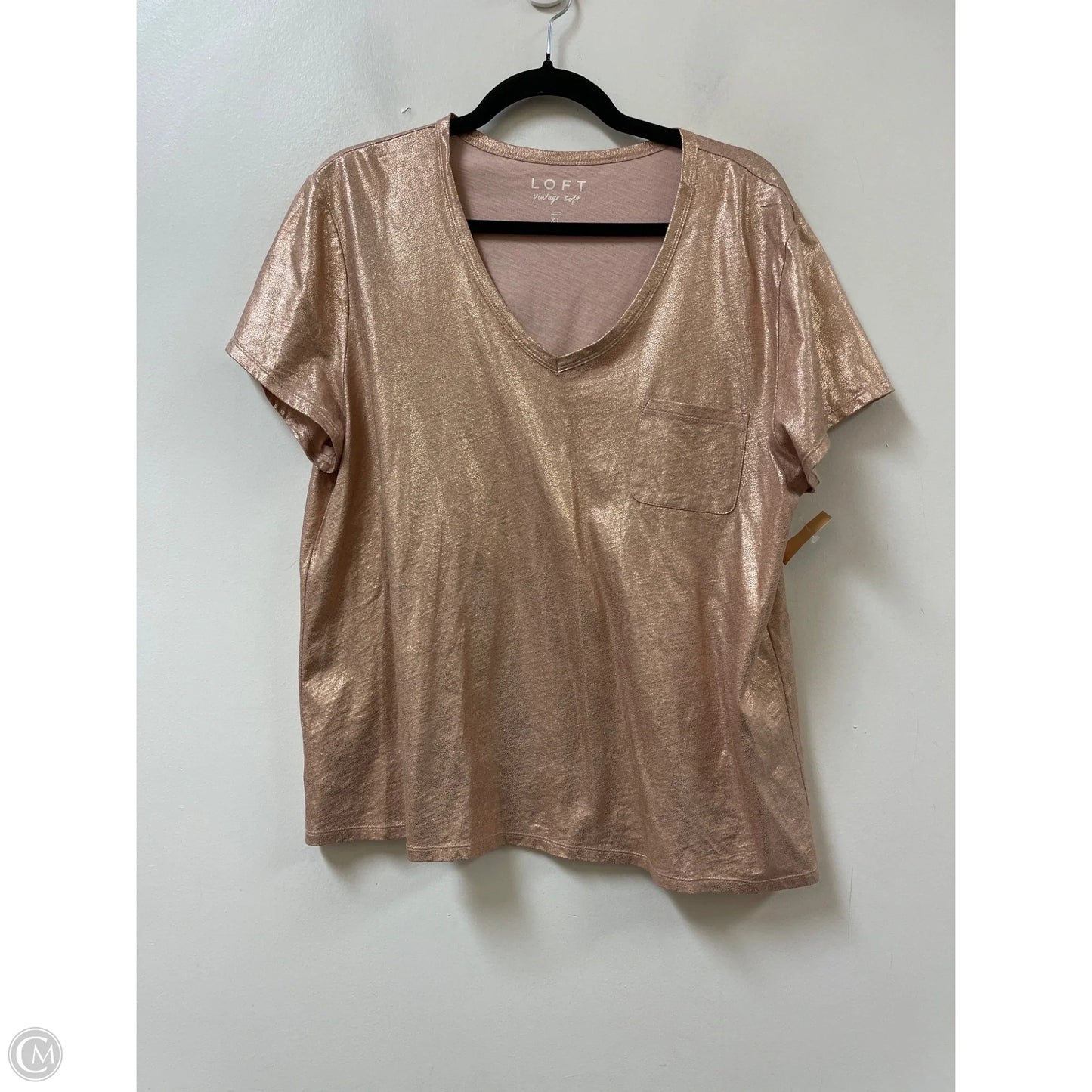 Top Short Sleeve By Loft In Pink, Size: Xl