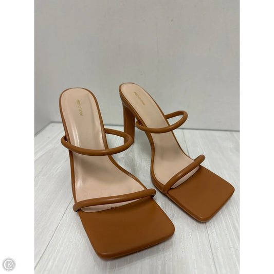 Sandals Heels Stiletto By Pretty Little Thing In Tan, Size: 7