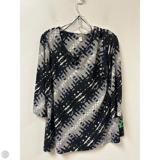 Top Long Sleeve By Dana Buchman In Black & Blue, Size: Xl