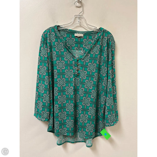 Top Long Sleeve By Dana Buchman In Green, Size: Xl