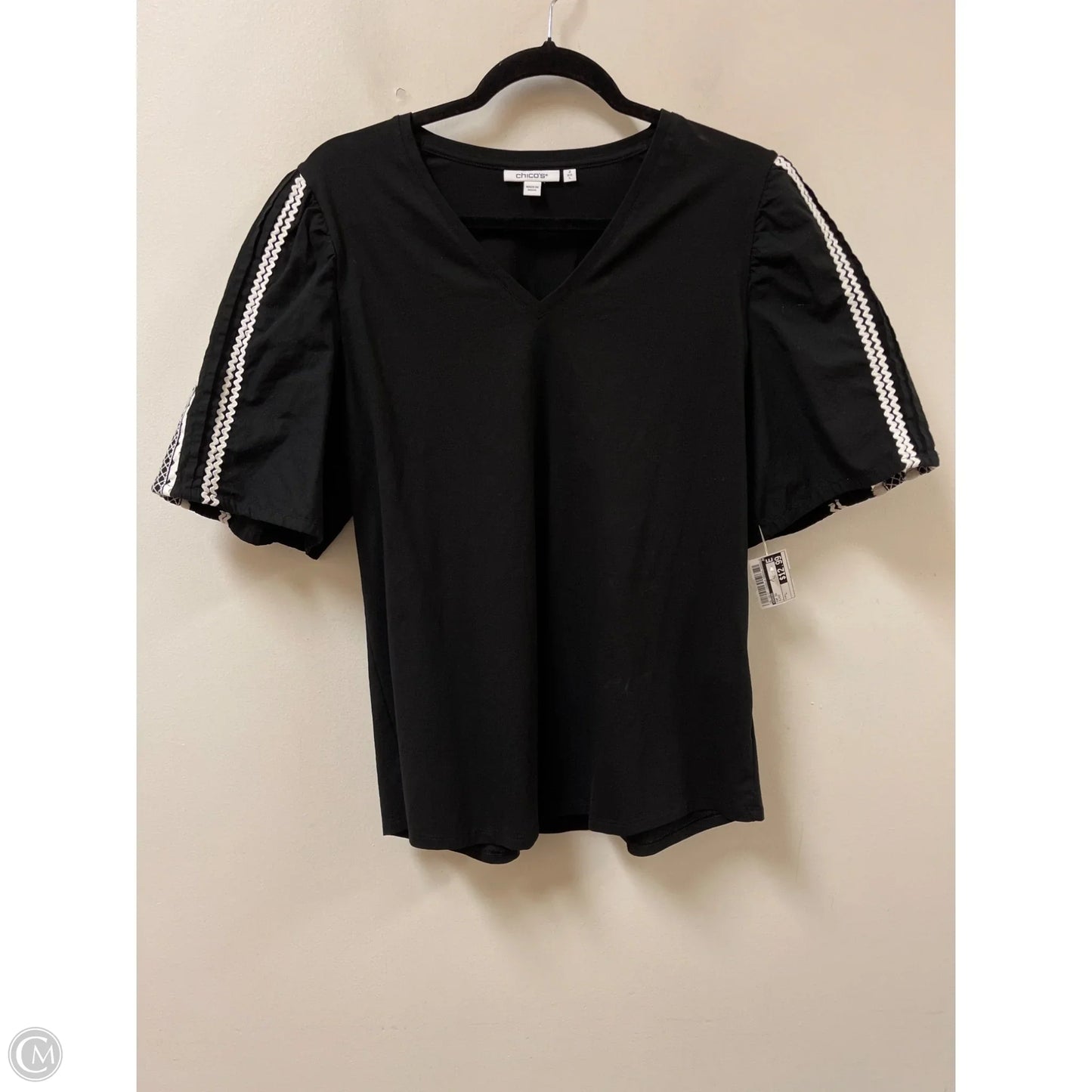 Top Short Sleeve By Chicos In Black, Size: L