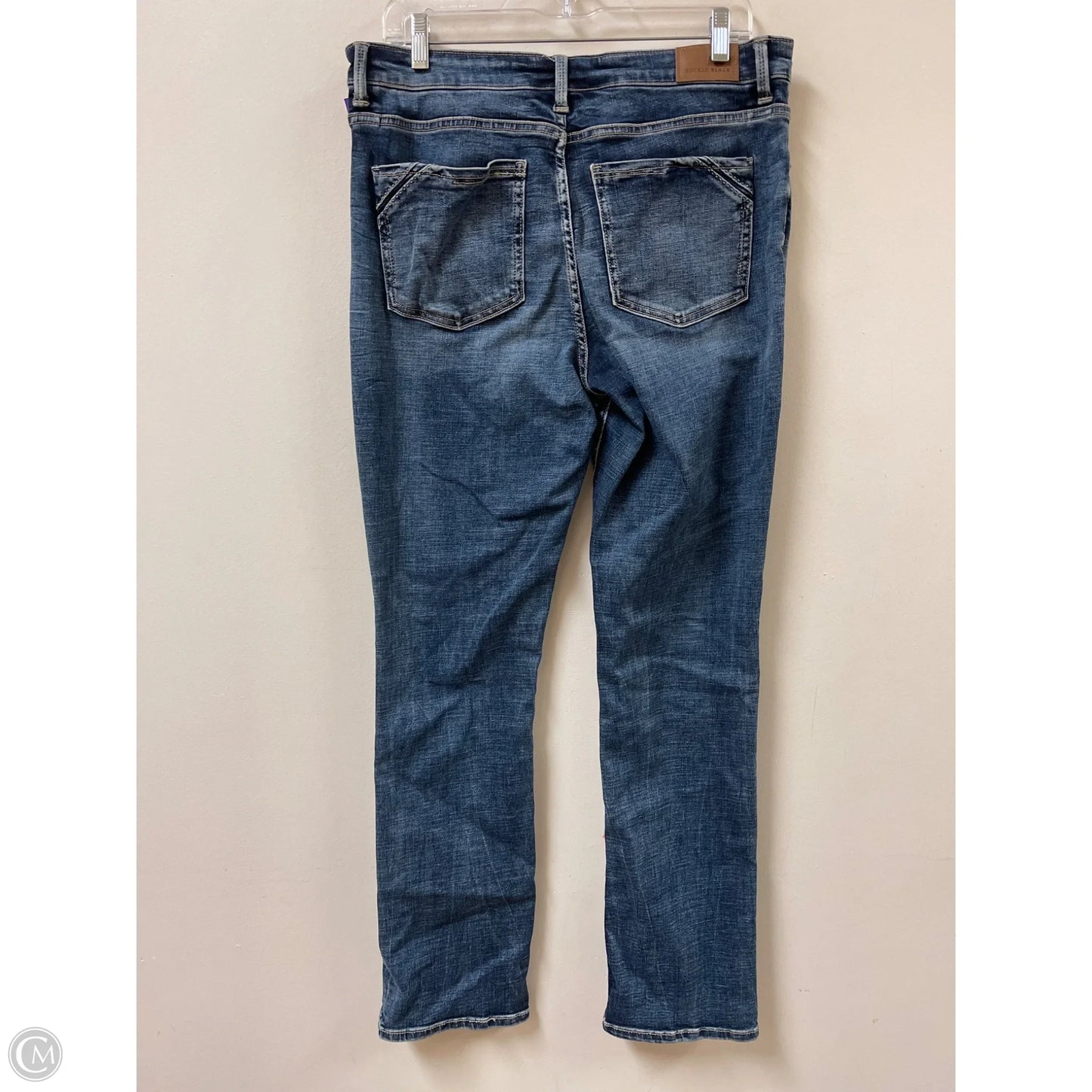 Jeans Straight By Buckle Black In Blue Denim, Size: 8