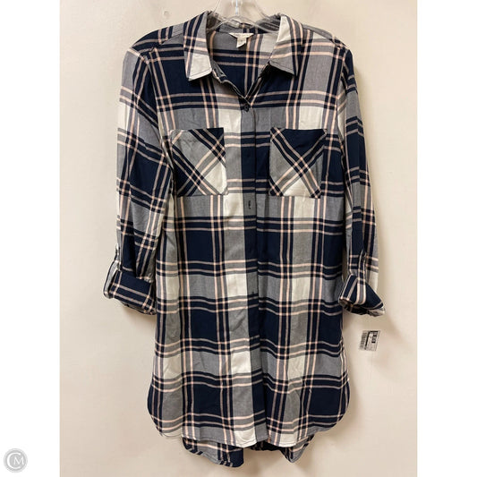 Tunic Long Sleeve By Cato In Plaid Pattern, Size: S