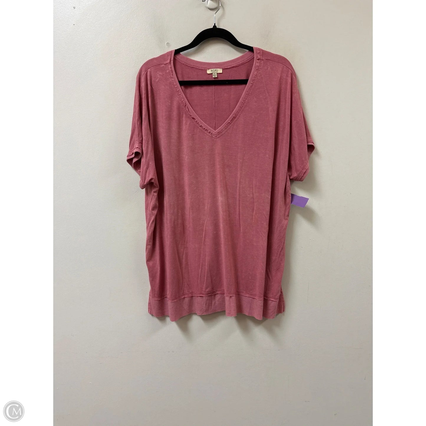 Top Short Sleeve By Kori America In Pink, Size: L