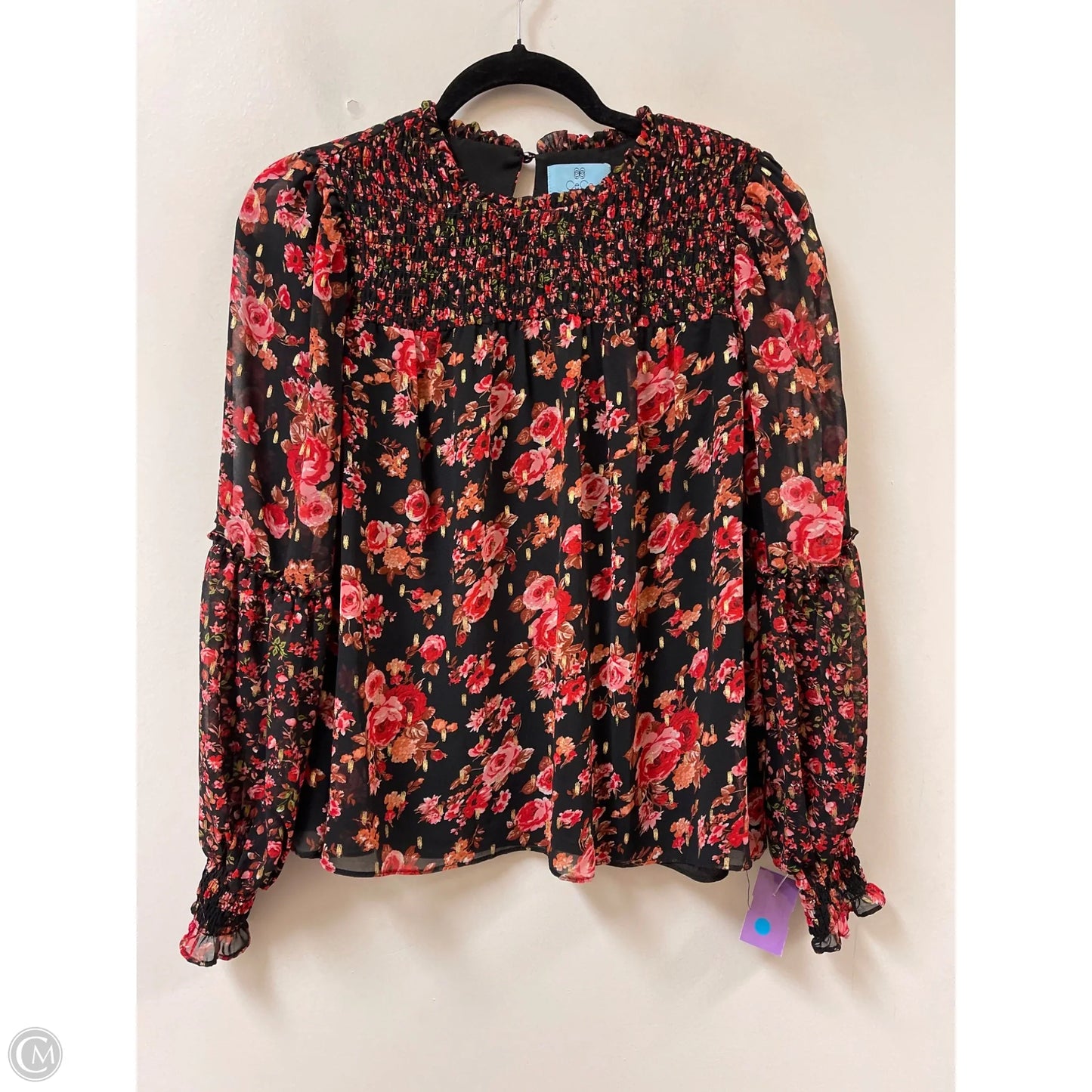Top Long Sleeve By Cece In Floral Print, Size: Xs
