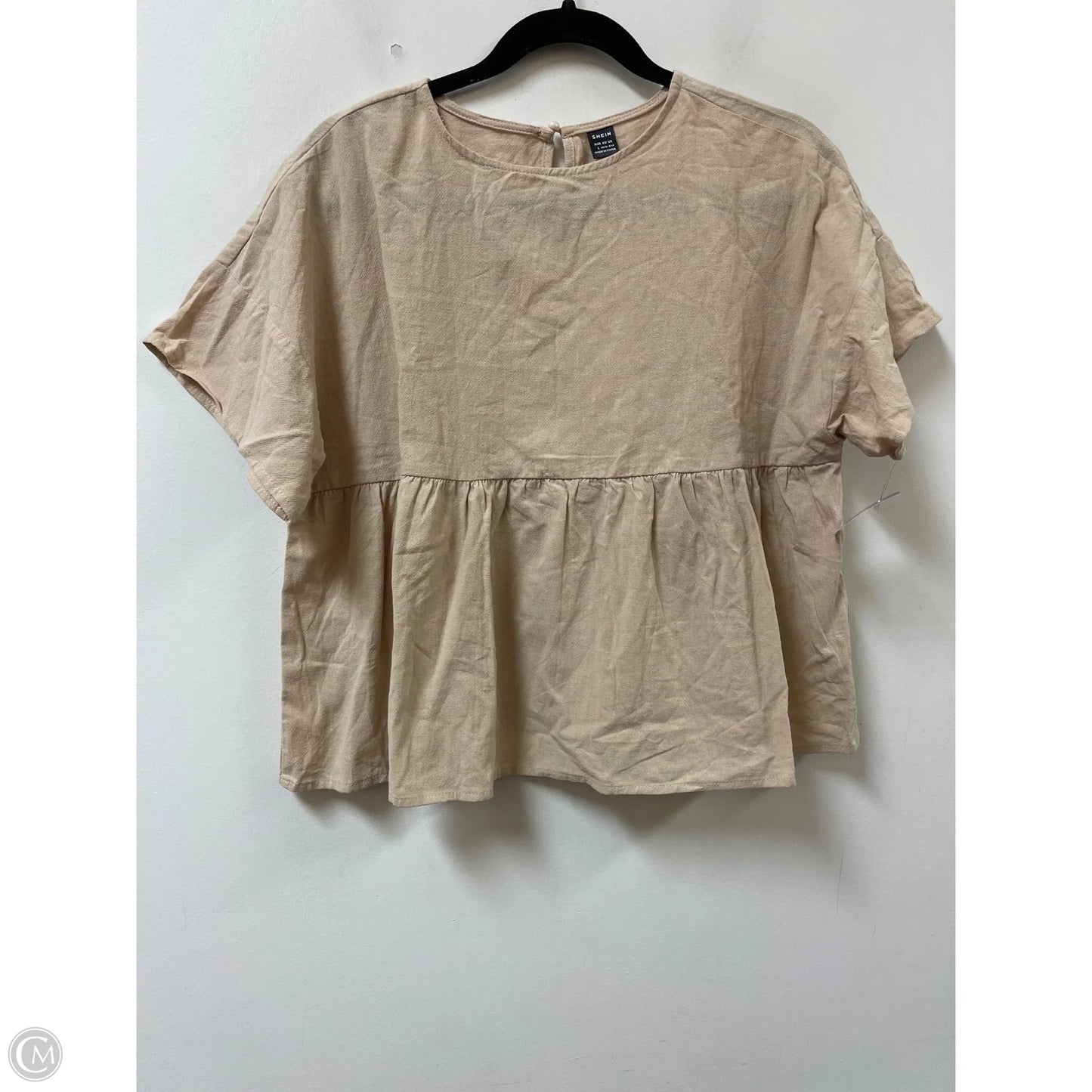 Top Short Sleeve By Shein In Tan, Size: L