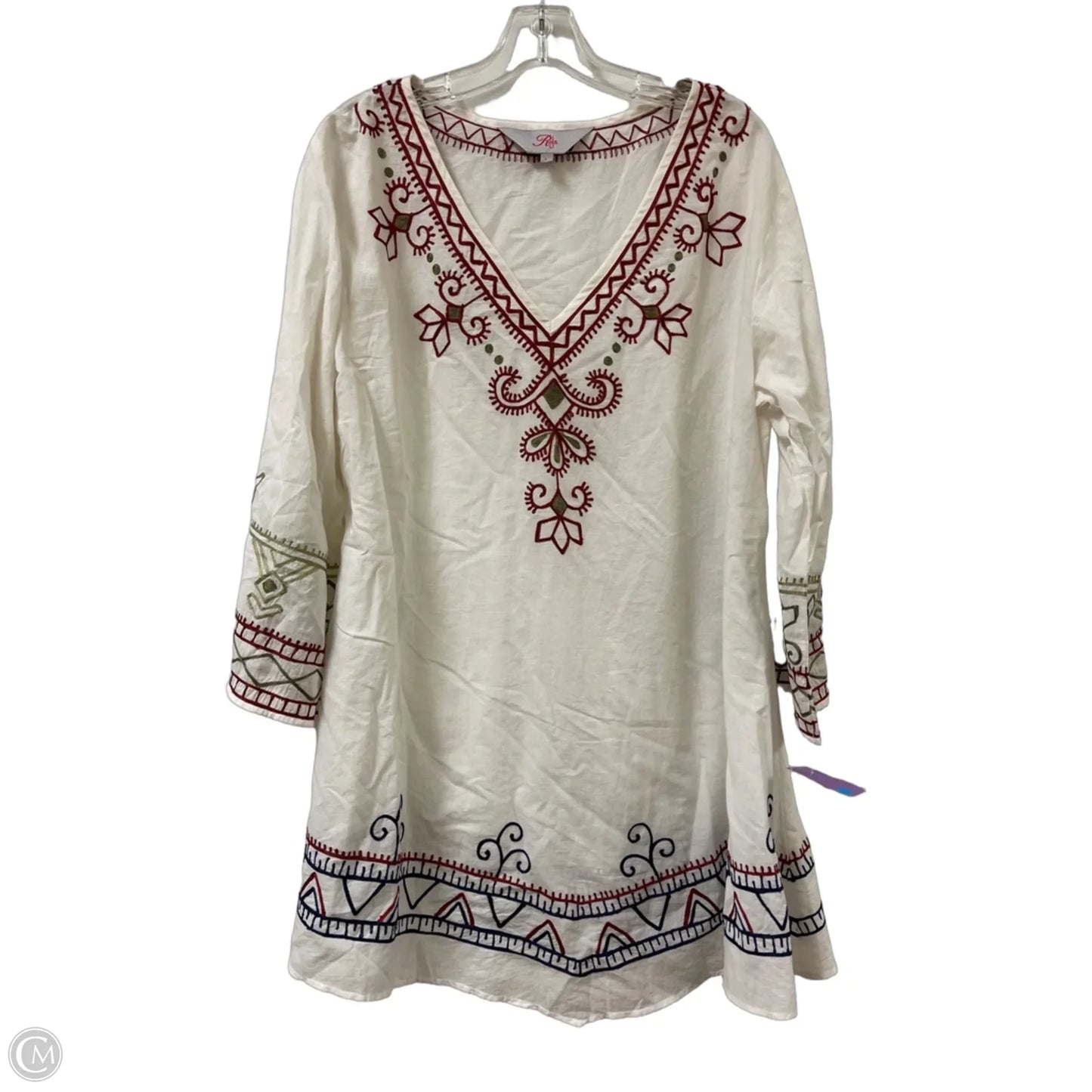 Tunic Long Sleeve By Clothes Mentor In Cream, Size: L
