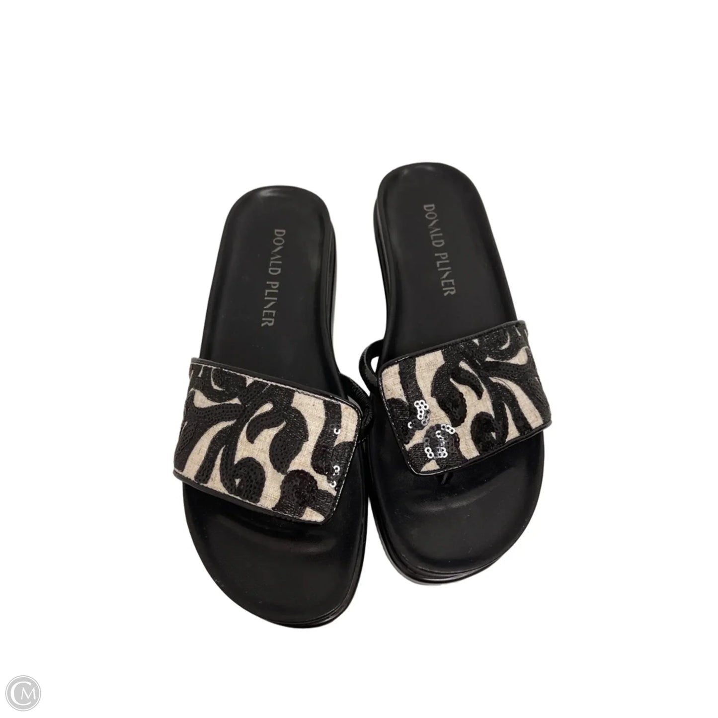 Sandals Flats By Donald Pliner In Black & White, Size: 7