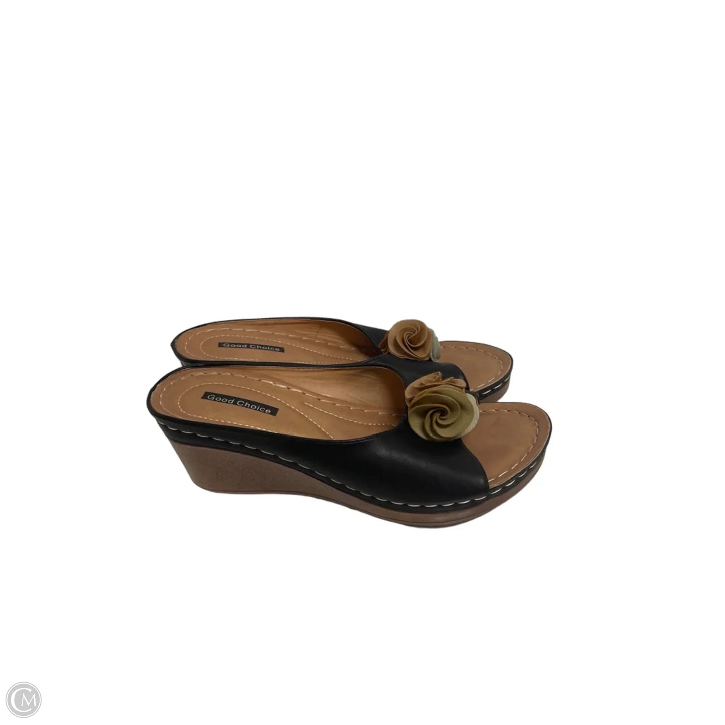 Sandals Heels Wedge By Clothes Mentor In Black, Size: 8