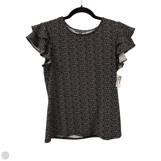 Top Short Sleeve By Adrianna Papell In Black & White, Size: S