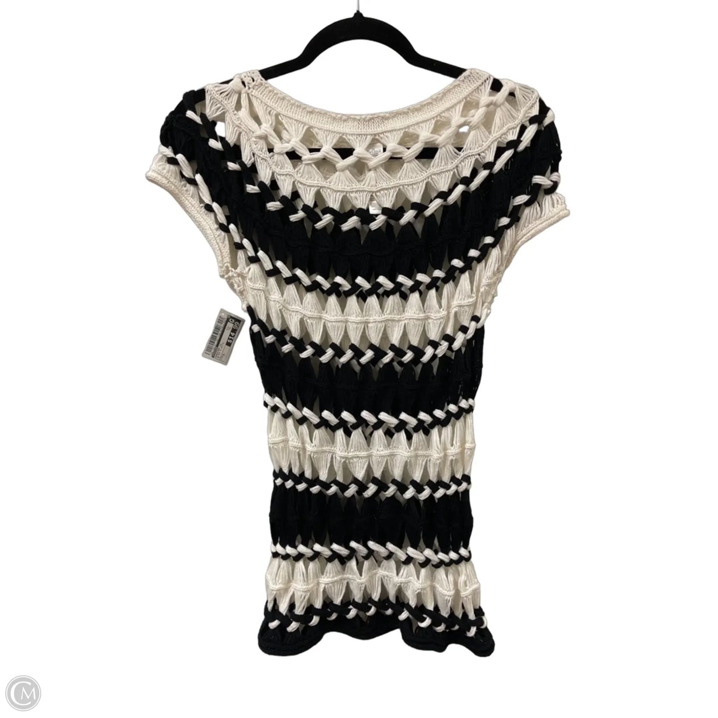 Sweater Short Sleeve By Chicos In Black & White, Size: S