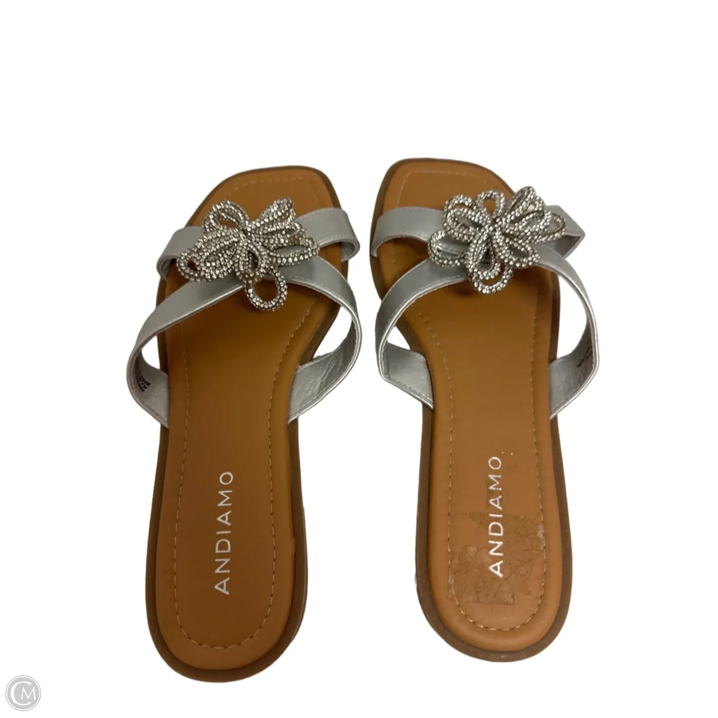 Sandals Flats By Clothes Mentor In Silver, Size: 10