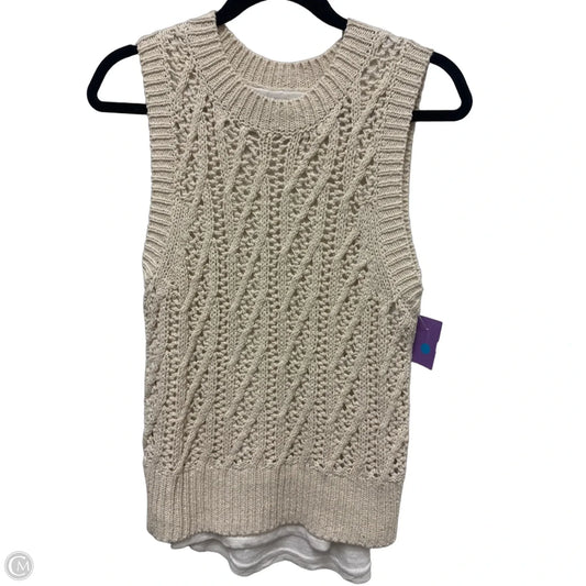 Sweater Short Sleeve By Cma In Cream, Size: Xs