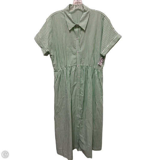 Dress Casual Midi By Clothes Mentor In Green & White, Size: M