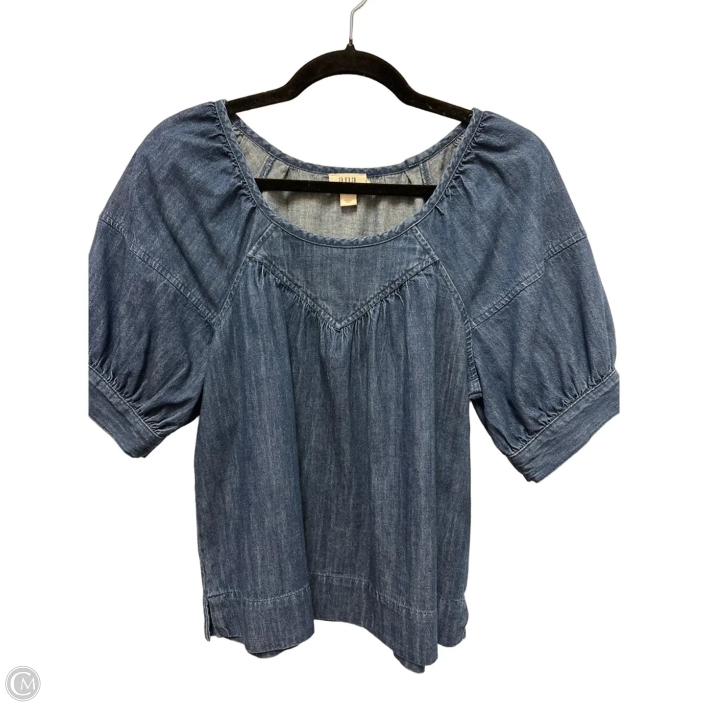 Top Short Sleeve By Ana In Blue Denim, Size: Xs