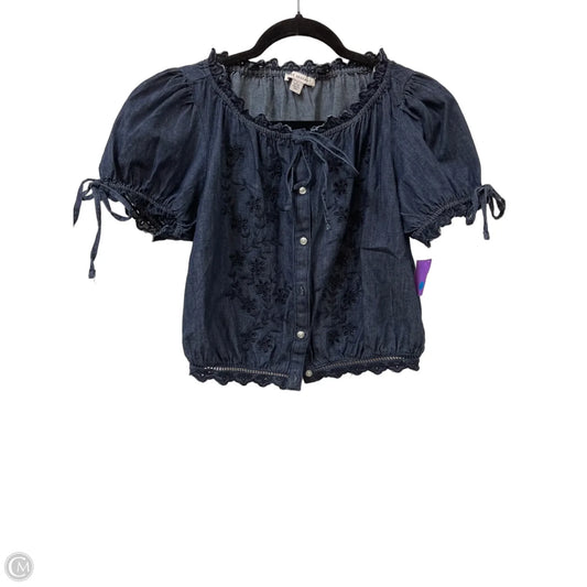 Top Short Sleeve By Free Assembly In Blue Denim, Size: S