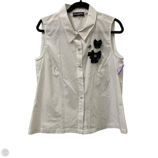 Top Sleeveless Designer By Karl Lagerfeld In White, Size: L