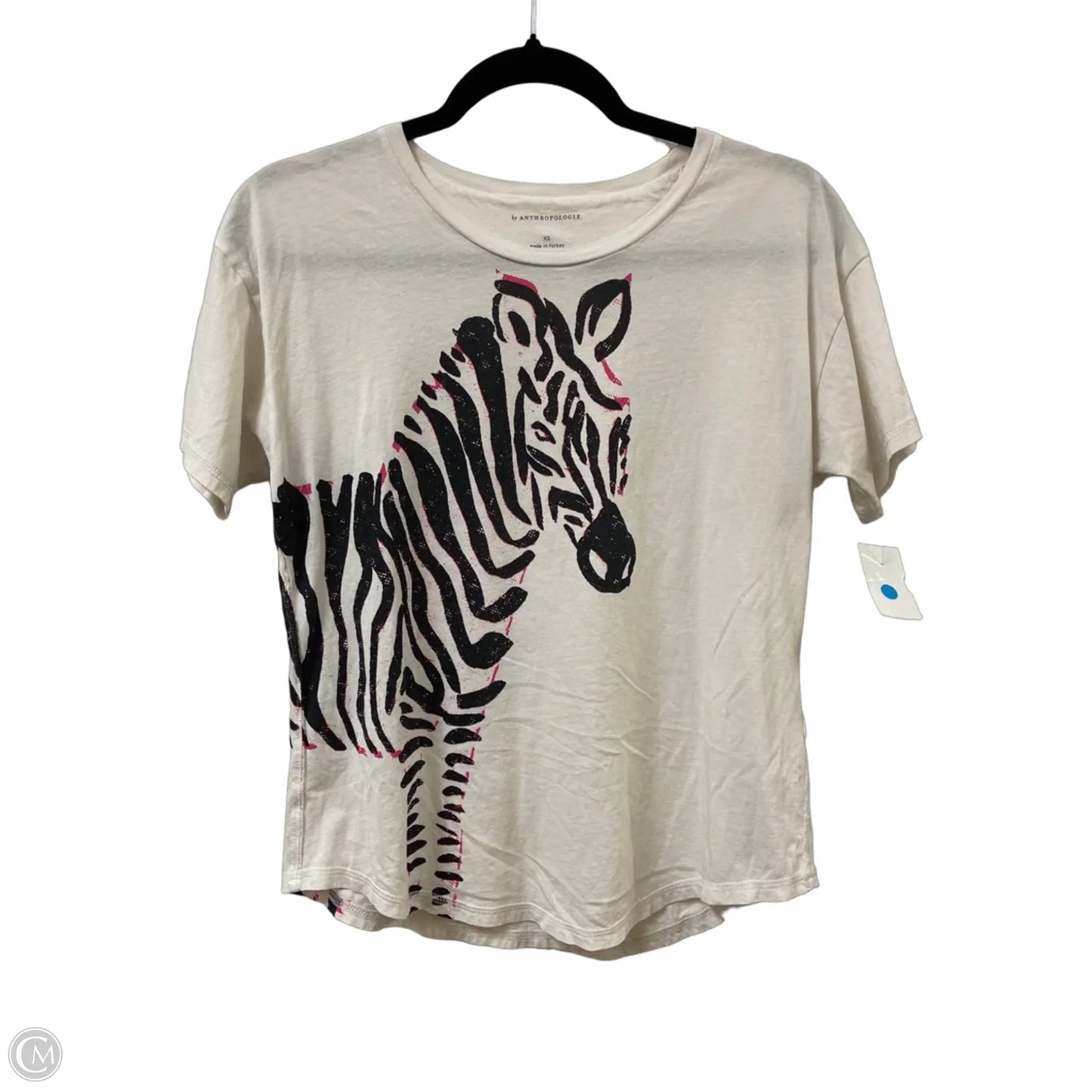 Top Short Sleeve By Anthropologie In Black & White, Size: Xs