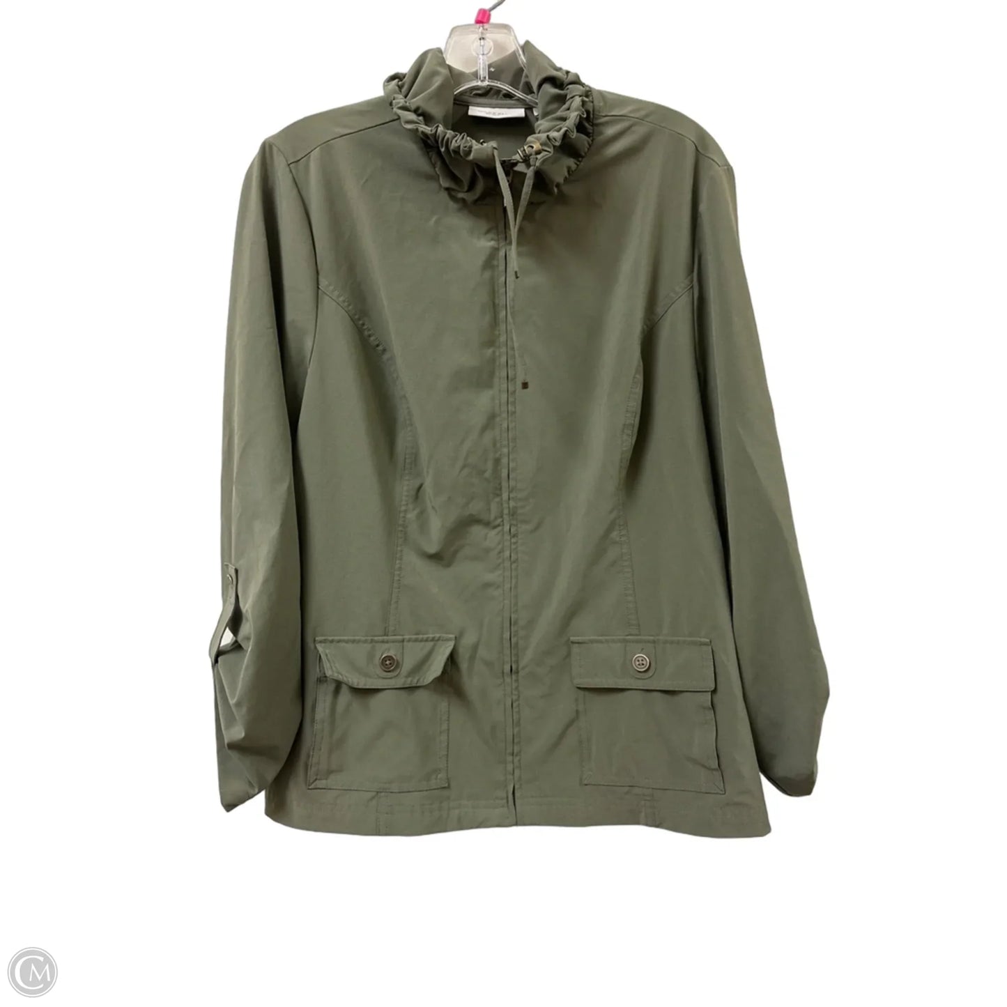 Jacket Windbreaker By Chicos In Green, Size: L