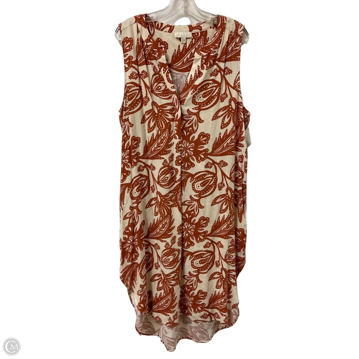 Dress Casual Midi By Alex & Lili In Cream & Orange, Size: Xl