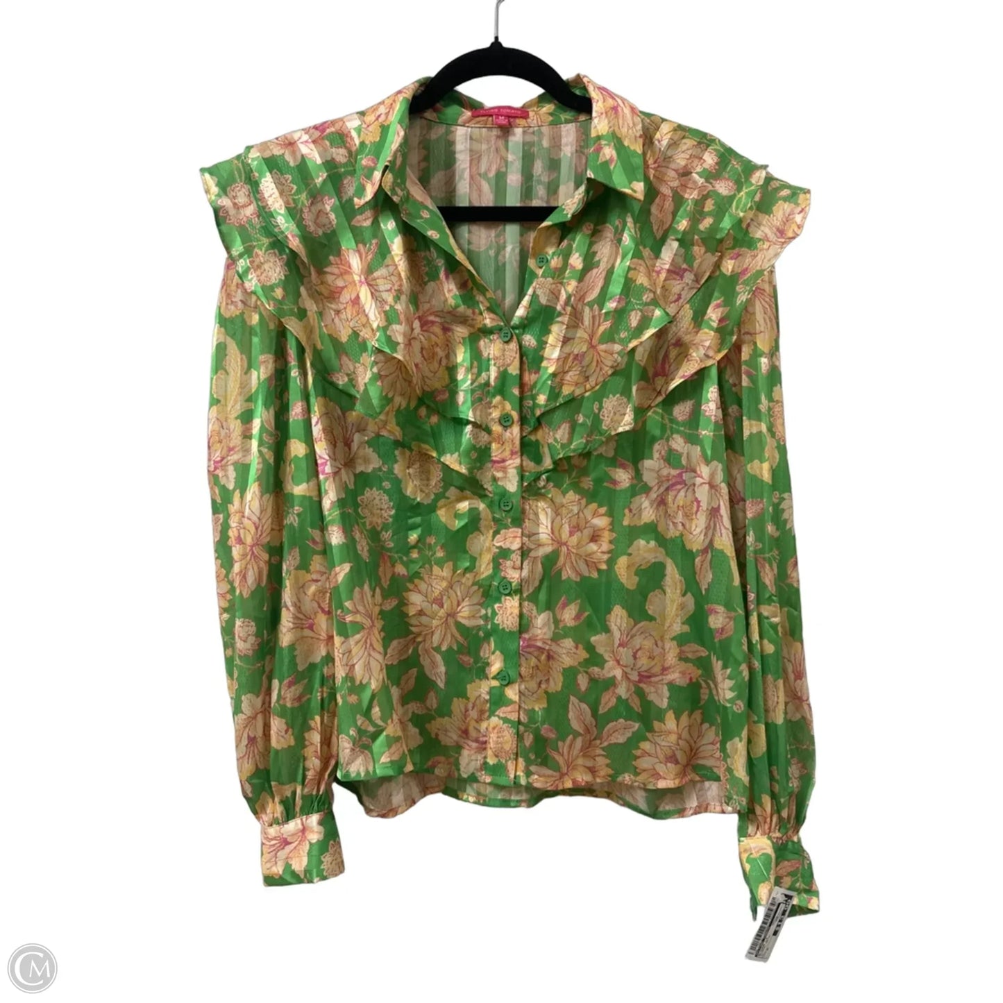 Blouse Long Sleeve By Flying Tomato In Floral Print, Size: M