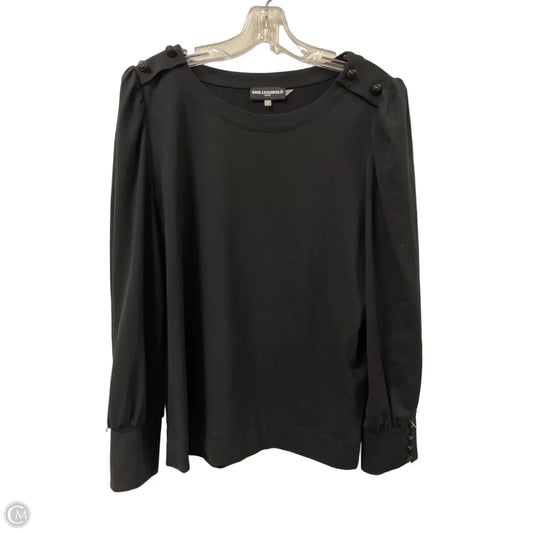 Top Long Sleeve Designer By Karl Lagerfeld In Black, Size: M