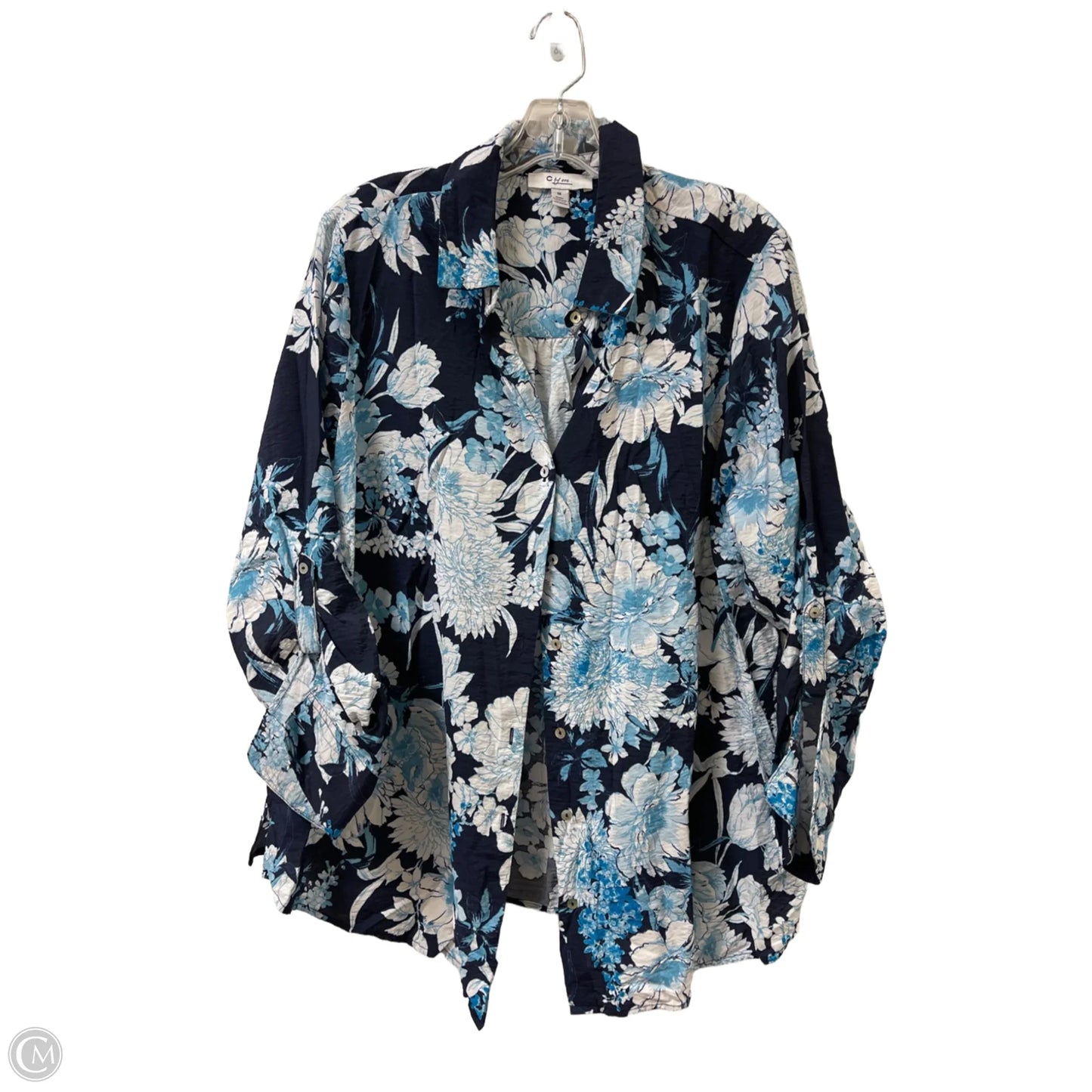 Blouse Long Sleeve By Cmc In Blue, Size: 1x