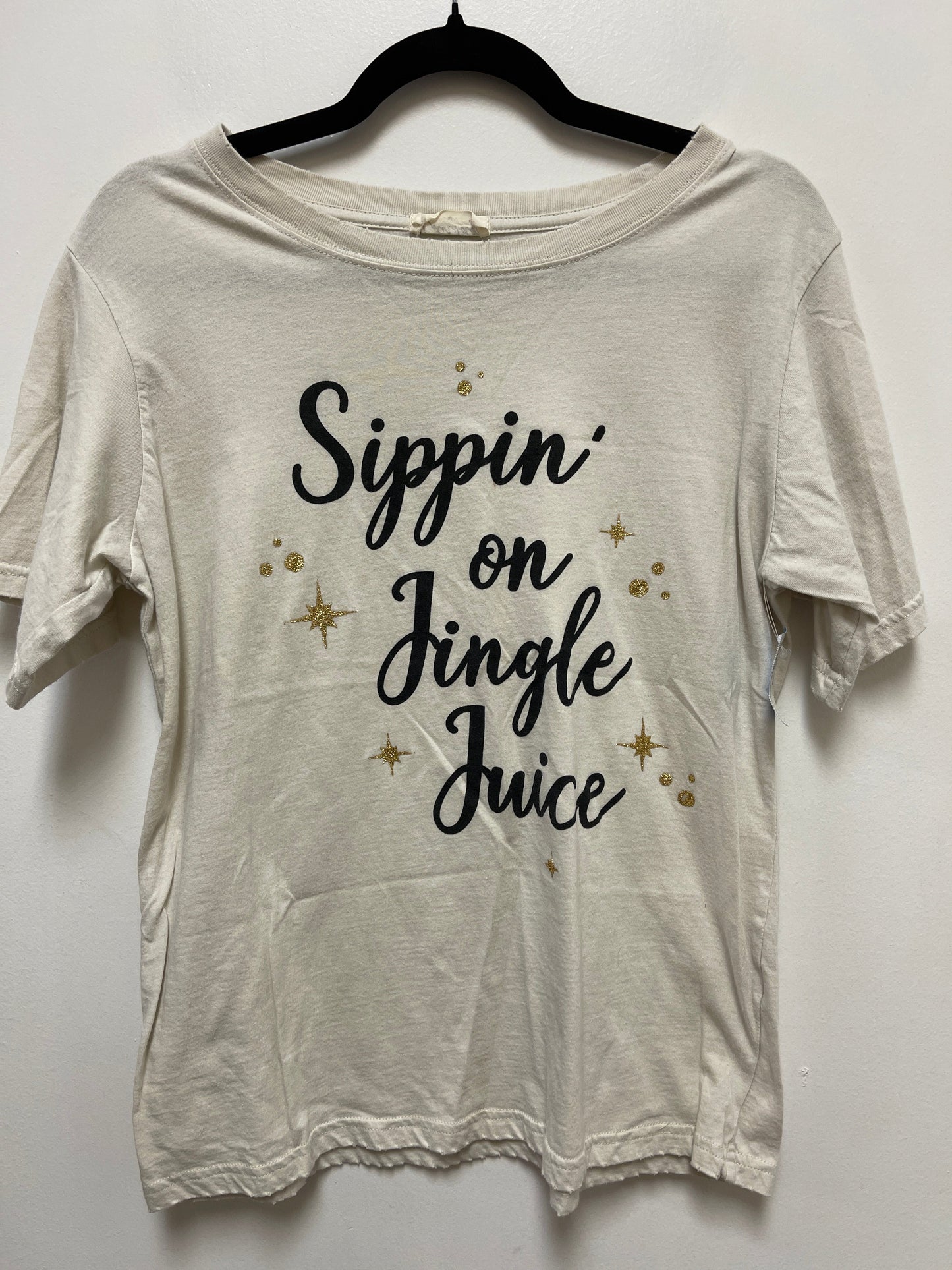 Top Short Sleeve By Clothes Mentor In Cream, Size: M