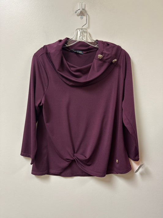 Top Long Sleeve By Adrienne Vittadini In Purple, Size: L