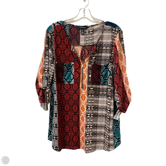 Top Long Sleeve By Ellen Tracy In Snakeskin Print, Size: L