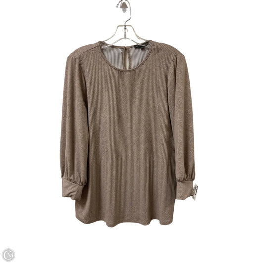Top Long Sleeve By Adrianna Papell In Taupe, Size: M